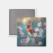 Männlicher Kardinal im Mondlicht Kirschblüten Magnet (Vorderseite/Rückseite)