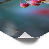 Männlicher Kardinal im Mondlicht Kirschblüten Poster (Ecke)