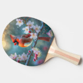 Männlicher Kardinal im Mondlicht Kirschblüten Tischtennis Schläger (Seitenansicht)