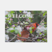 Männlicher Kardinal im Springtime Door Mat Fußmatte (Vorderseite)
