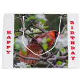Männlicher Kardinal im Springtime Große Geschenktüte (Vorderseite)