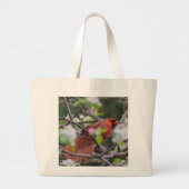 Männlicher Kardinal im Springtime Jumbo Stoffbeutel (Vorne)