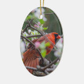 Männlicher Kardinal im Springtime Keramik Ornament (Links)