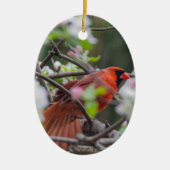 Männlicher Kardinal im Springtime Keramik Ornament (Vorne)