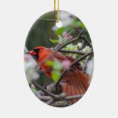 Männlicher Kardinal im Springtime Keramik Ornament (Hinten)
