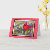 Männlicher Kardinal Karte (Gelbe Blume)