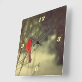 Männlicher Kardinal Quadratische Wanduhr (Winkel)