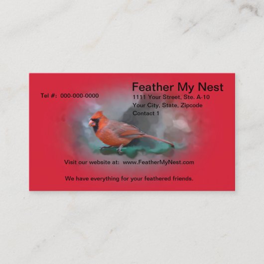 Männlicher Kardinal Songbird Visitenkarte (Vorderseite)