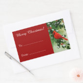 Männlicher Kardinal und Holly Branch Red Rechteckiger Aufkleber (Umschlag)