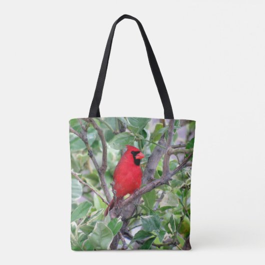 Männlicher Kardinal - Vogelteppich im Garten Tasche (Rückseite)