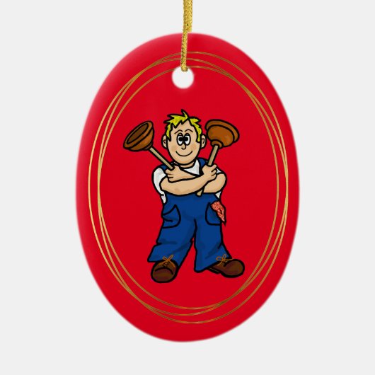 Männlicher Klempner Personalisierter Weihnachtssch Keramik Ornament (Vorne)