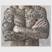 Männlicher Körper-Tätowierungs-Fotografie-Blätter Geschenkpapier (Flach)