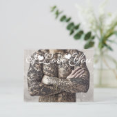 Männlicher Körper Tattoo Foto I Liebe Sie Postkarte (Stehend Vorderseite)