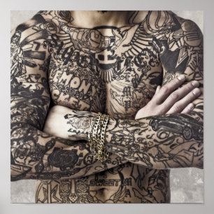 Männlicher Körper Tattoo Fotografie Poster
