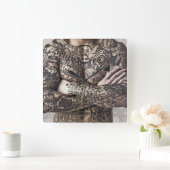 Männlicher Körper Tattoo Fotografie Quadratische Wanduhr (Zuhause)