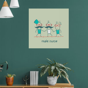 Männlicher Krankenpfleger Lustige Gesundheitsverso Poster