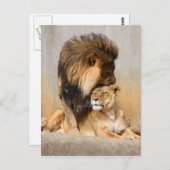 Männlicher Löwe in der Liebe Postkarte (Vorne/Hinten)