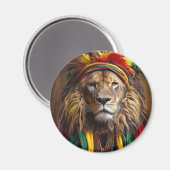Männlicher Löwe in Rastafarian Outfit gekleidet Magnet (Vorderseite/Rückseite)