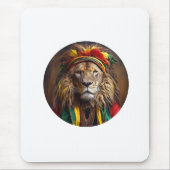 Männlicher Löwe in Rastafarian Outfit gekleidet Mousepad (Vorne)
