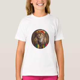 Männlicher Löwe in Rastafarian Outfit gekleidet T-Shirt