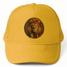 Männlicher Löwe in Rastafarian Outfit gekleidet