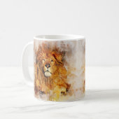 Männlicher Löwe mit großflächigem Wasserfarbportra Kaffeetasse (Vorderseite Links)