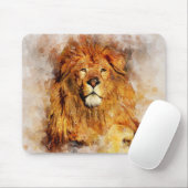 Männlicher Löwe mit großflächigem Wasserfarbportra Mousepad (Mit Mouse)