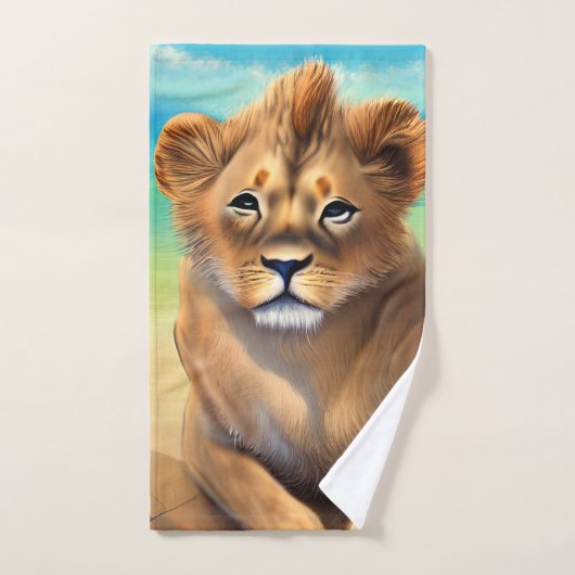 Männlicher Löwengürtel am Strand Badhandtuch Set (Handtuch)