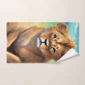 Männlicher Löwengürtel am Strand Badhandtuch Set (Handtuch)