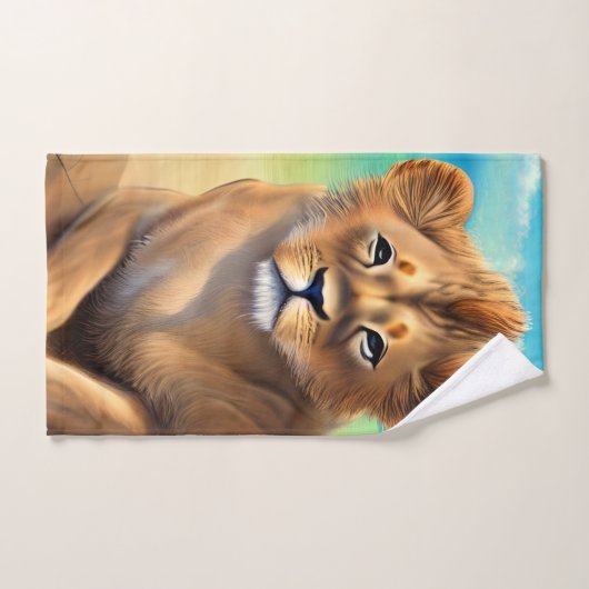 Männlicher Löwengürtel am Strand Badhandtuch Set (Handtuch)