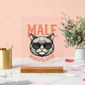 Männlicher Manipulator Lustige Katzen-Sonnenbrille Acrylschild (Hochzeit)