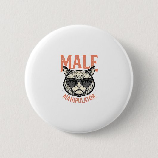 Männlicher Manipulator Lustige Katzen-Sonnenbrille Button (Vorderseite)