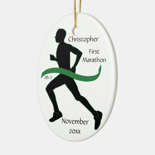 Männlicher Marathon Runner Green Ribbon Ornament (Links)