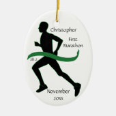 Männlicher Marathon Runner Green Ribbon Ornament (Vorne)