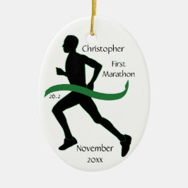 Männlicher Marathon Runner Green Ribbon Ornament