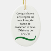 Männlicher Marathon Runner Green Ribbon Ornament (Hinten)