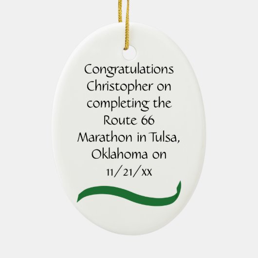 Männlicher Marathon Runner Green Ribbon Ornament (Hinten)