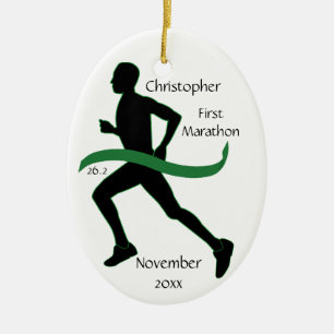 Männlicher Marathon Zweitplatzierter Green Ribbon Keramik Ornament