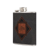 Männlicher mit Monogramm | lederner hölzerner Flachmann (Links)