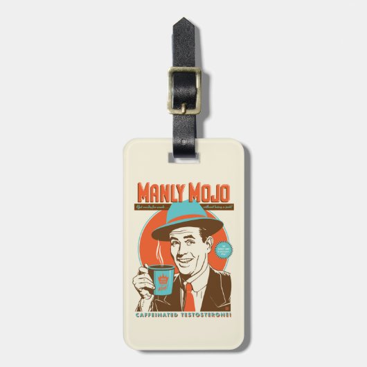Männlicher Mojo Kaffee Gepäckanhänger (Vorderseite vertikal)
