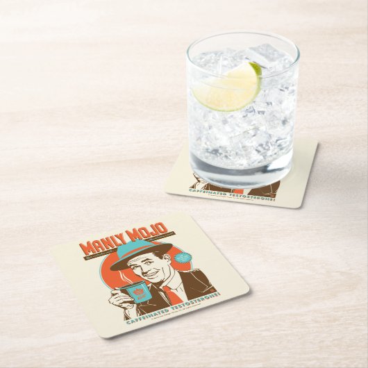 Männlicher Mojo Kaffee Rechteckiger Pappuntersetzer (Vor Ort)