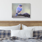 Männlicher östlicher Bluebird im Regen Leinwanddruck (Insitu (Schlafzimmer))