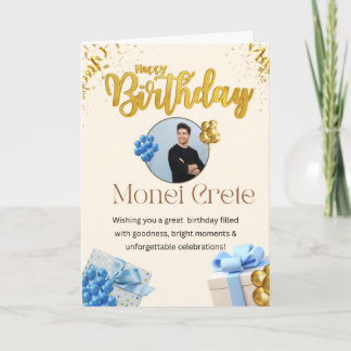 Männlicher personalisierter Geburtstag in Gold und Karte