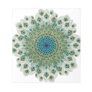 Männlicher Pfau-bunte Mandala Notizblock
