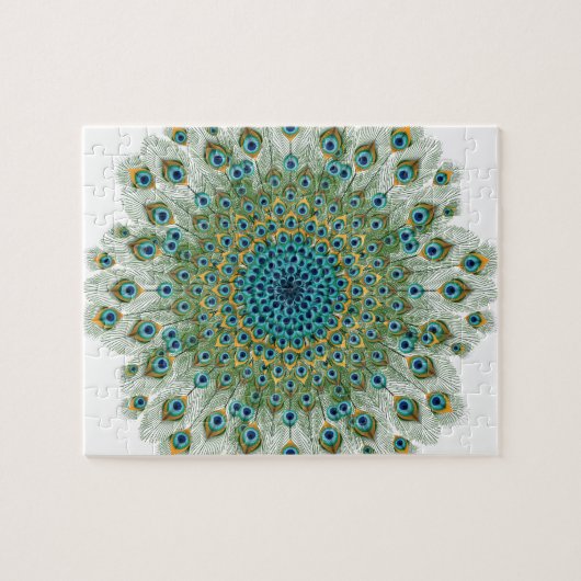 Männlicher Pfau-bunte Mandala Puzzle (Horizontal)