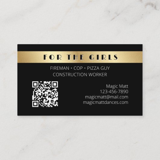 Männlicher privater Exotiktänzer Visitenkarte (Rückseite)