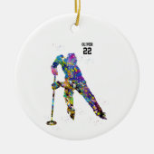 Männlicher Ringette-Spieler Keramik Ornament (Vorne)