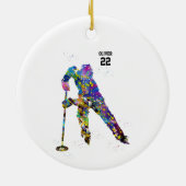 Männlicher Ringette-Spieler Keramik Ornament (Hinten)