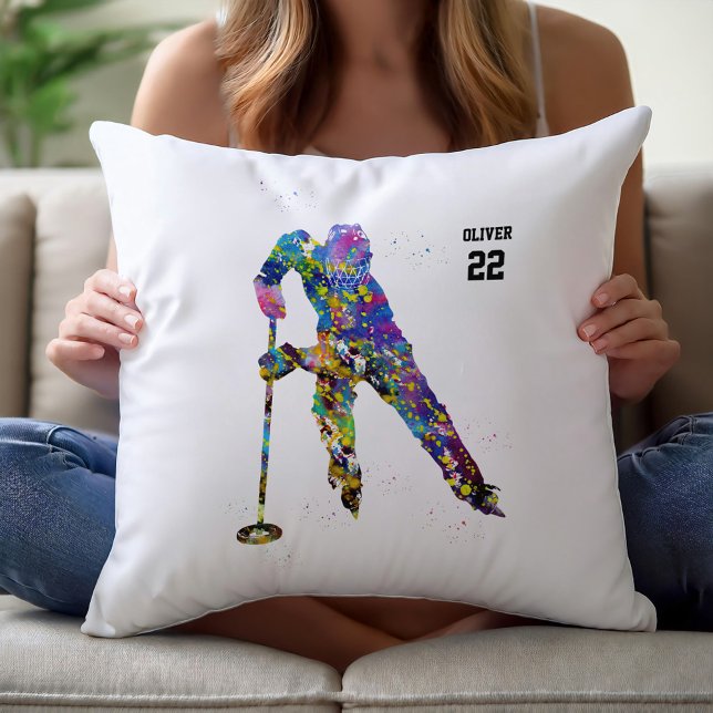 Männlicher Ringette-Spieler Kissen (Von Creator hochgeladen)
