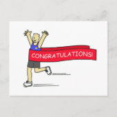 Männlicher Runner mit Glückwunsch Banner. Postkarte (Vorderseite)